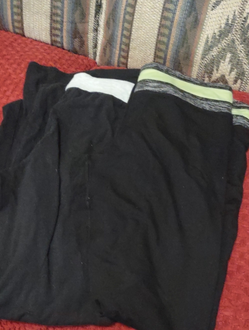 lot of two Black Lounge Pants with Lime/Gray Accent L